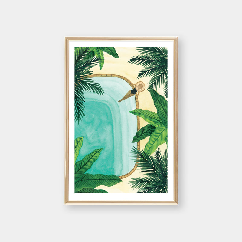 Tropical Pool Art Print Greeting Card