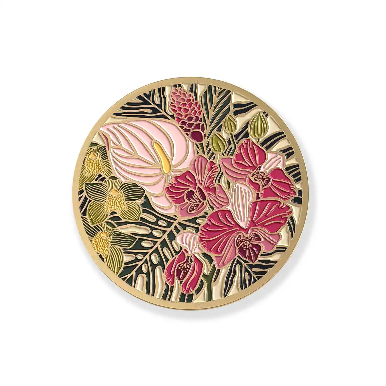 Exotic Floral Gold Drink Coasters