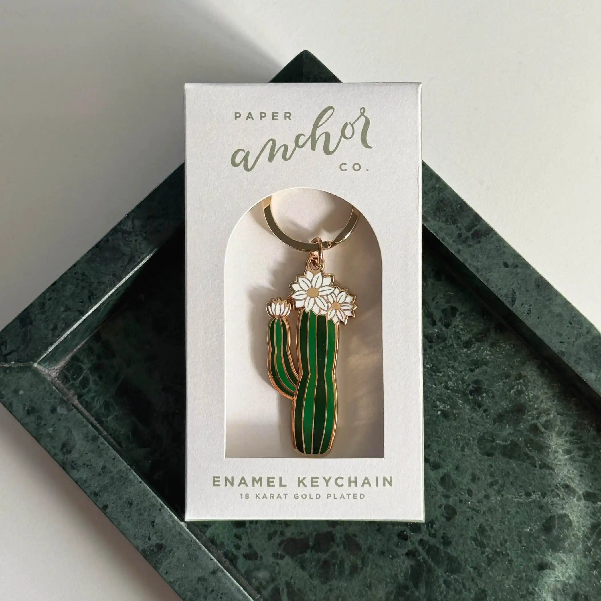 Olivia Blooming Cactus Keychain — Enamel Keychain, blooming cactus keychain, cactus keychain, flower keychain, peony keychain by Paper Anchor Co.