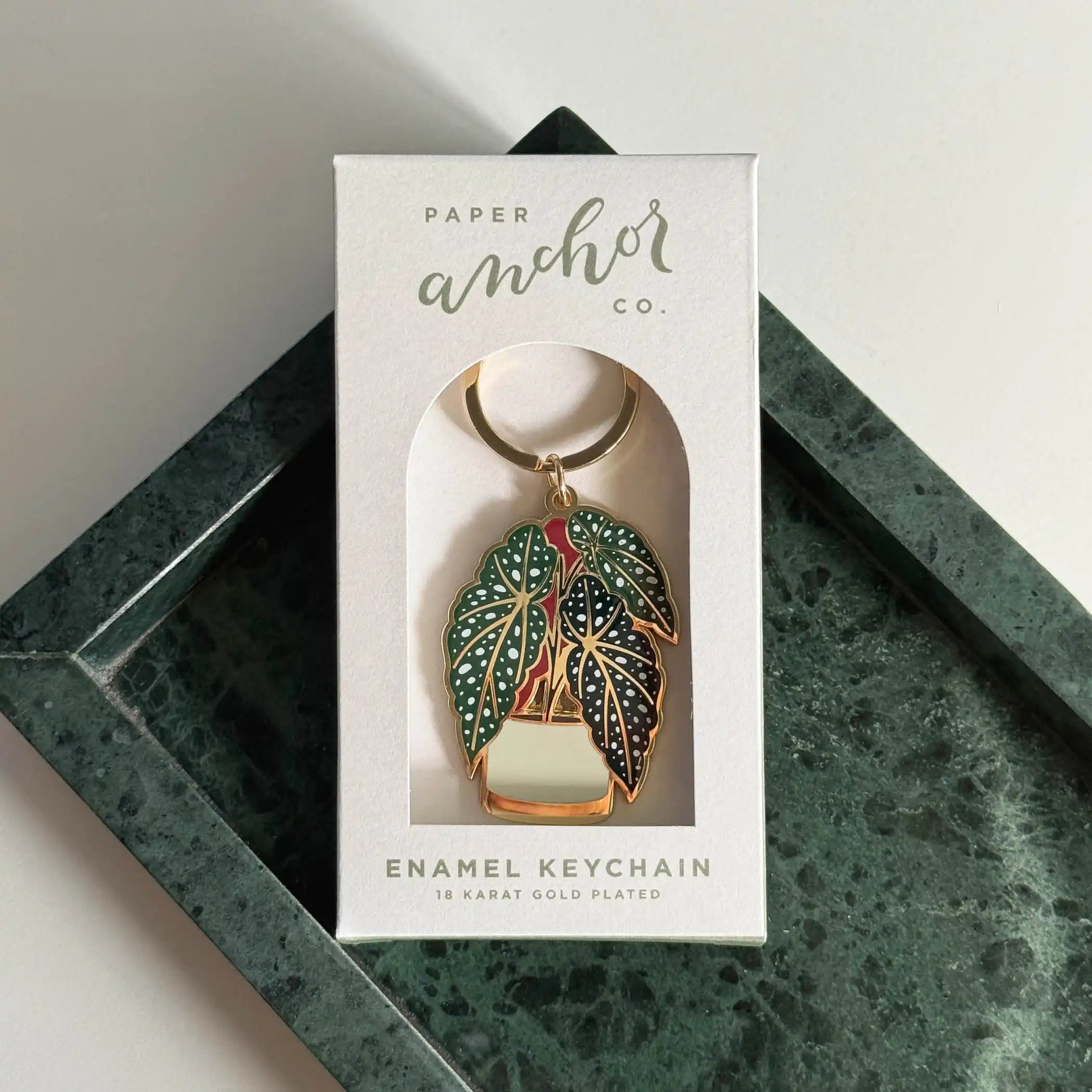 Begonia Plant Keychain — Enamel Keychain, begonia leaf, begonia maculata, monstera plant by Paper Anchor Co.