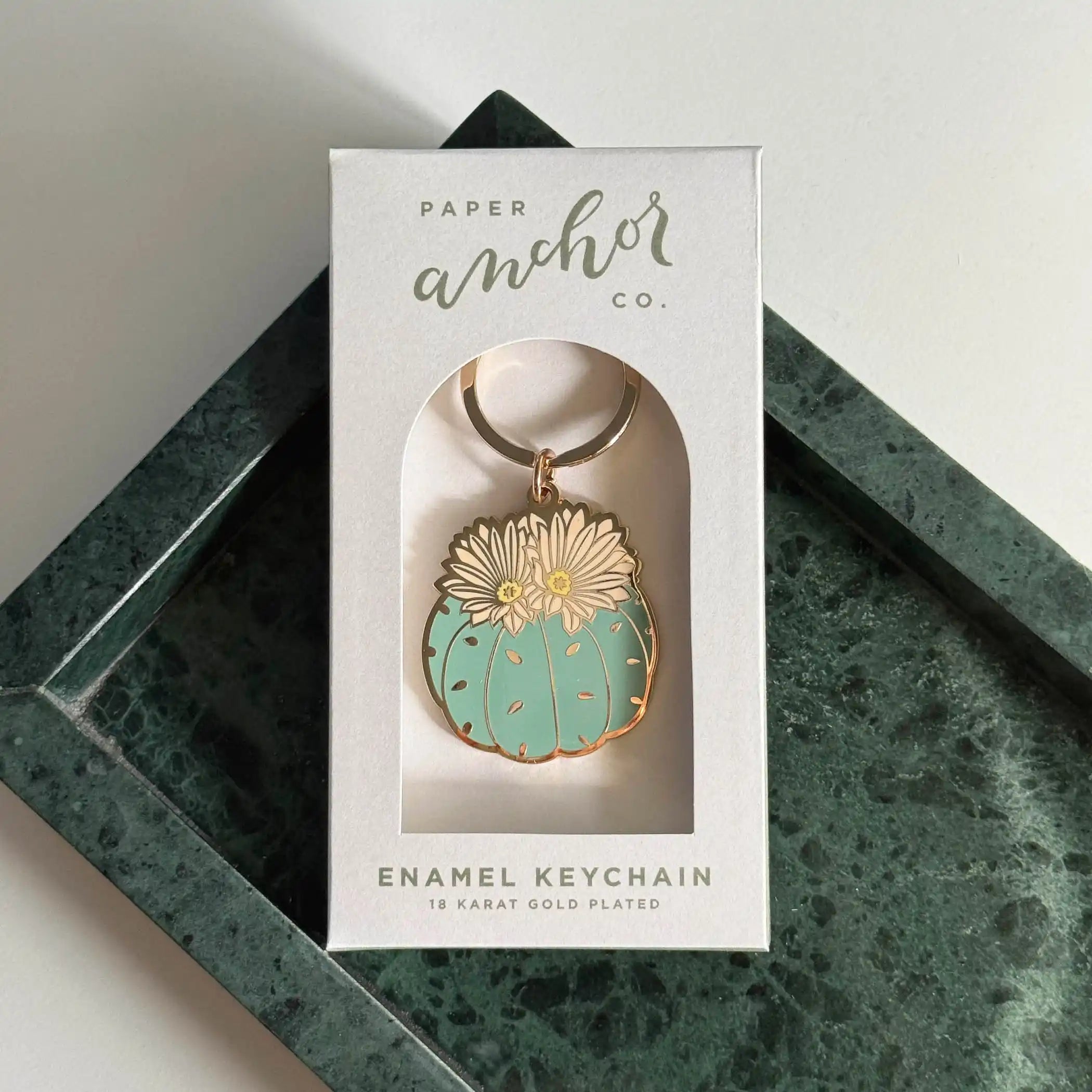 Ricsie Blooming Cactus Keychain — Enamel Keychain, blooming cactus keychain, cactus keychain, desert keychain, flower keychain by Paper Anchor Co.
