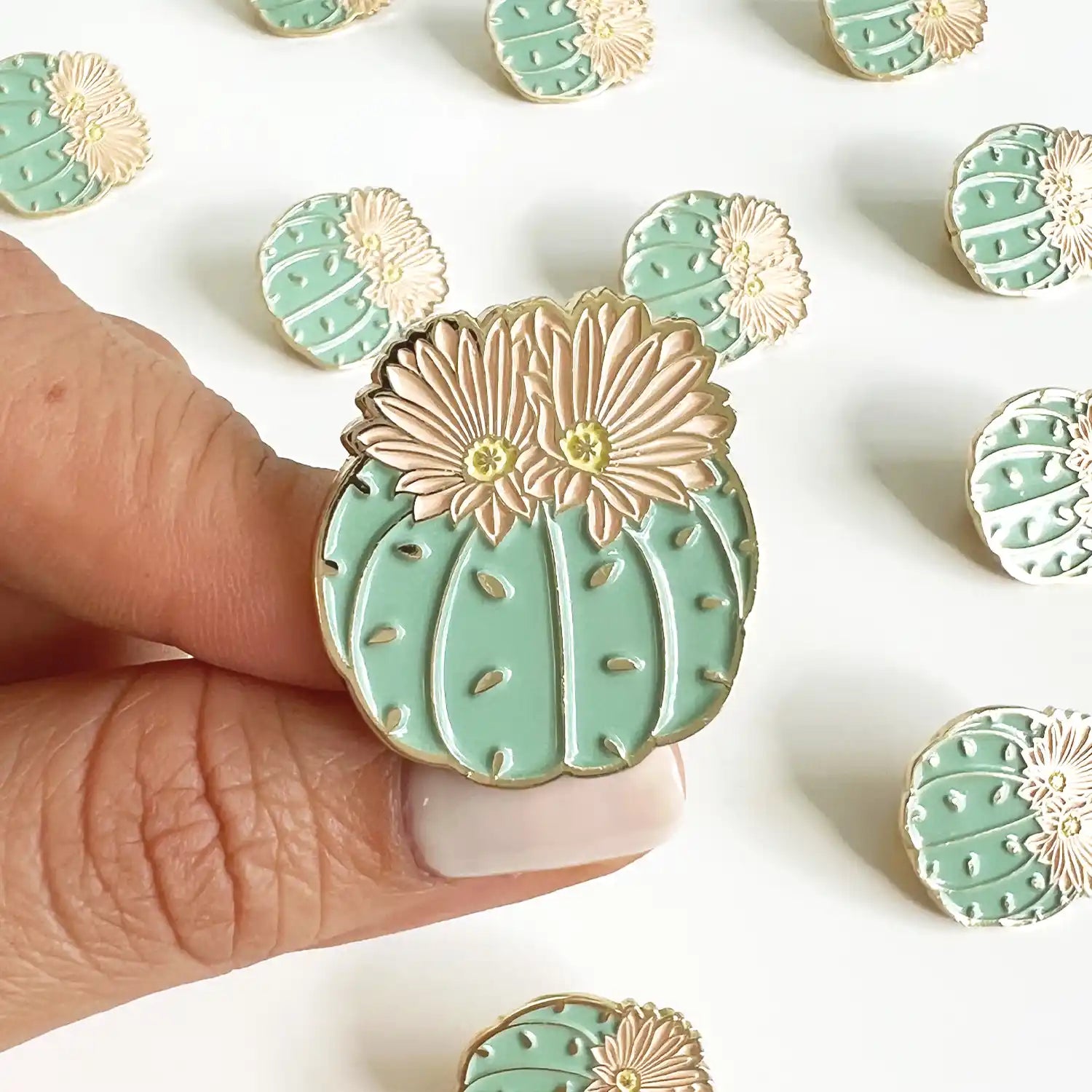 Ricsie Blooming Cactus Enamel Lapel Pin
