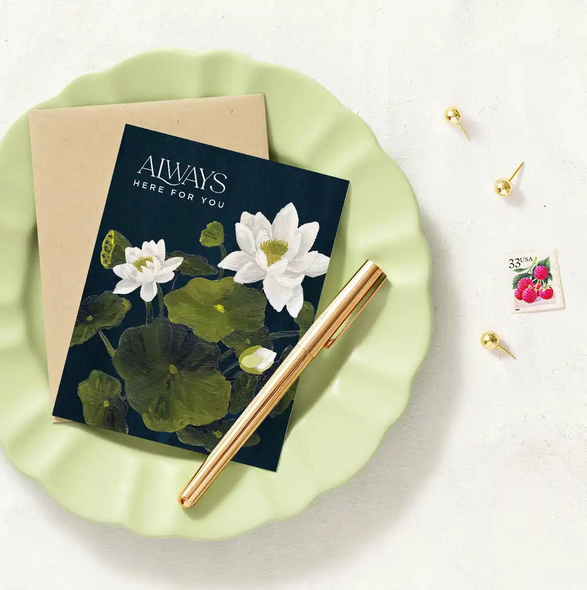 Lotus Blossom Always Here Sympathy Greeting Card