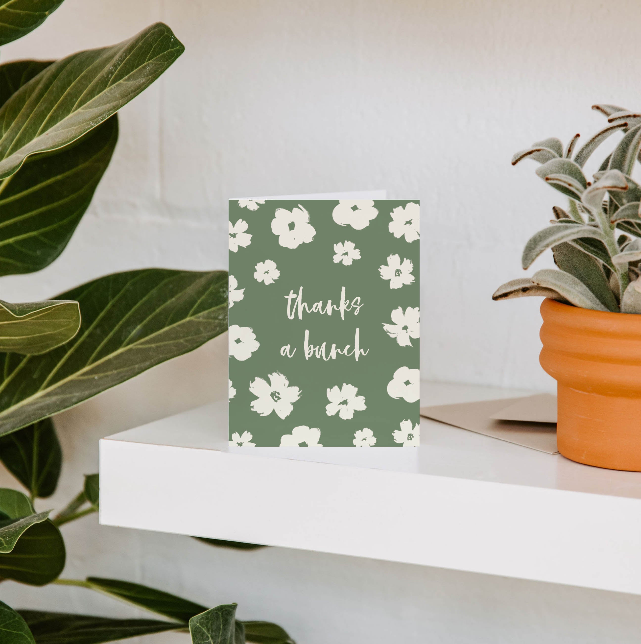 Brush Floral Thanks a Bunch Greeting Card