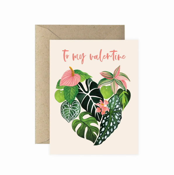 succulent valentine's day card To My Valentine Plant Heart Greeting Card
