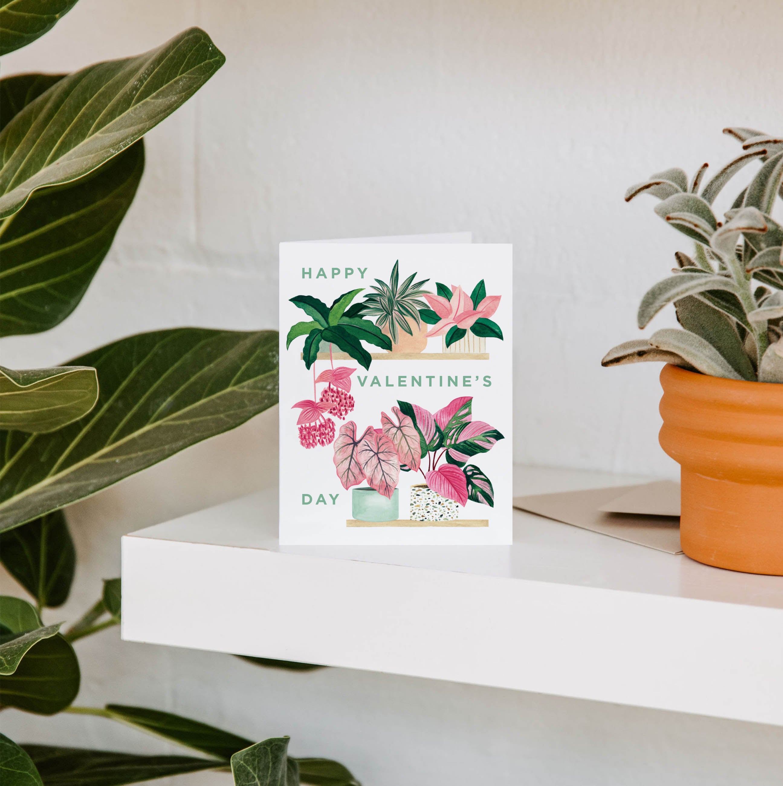 Happy Valentine's Day Plant Shelf Greeting Card
