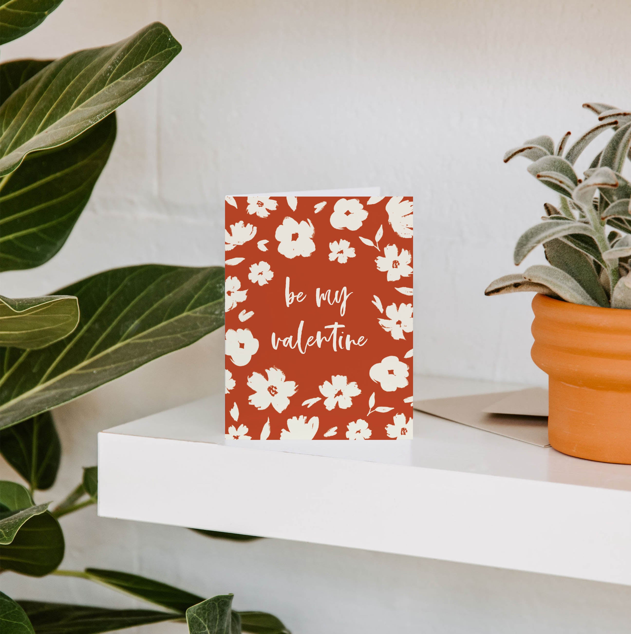 Brush Floral Valentine Greeting Card