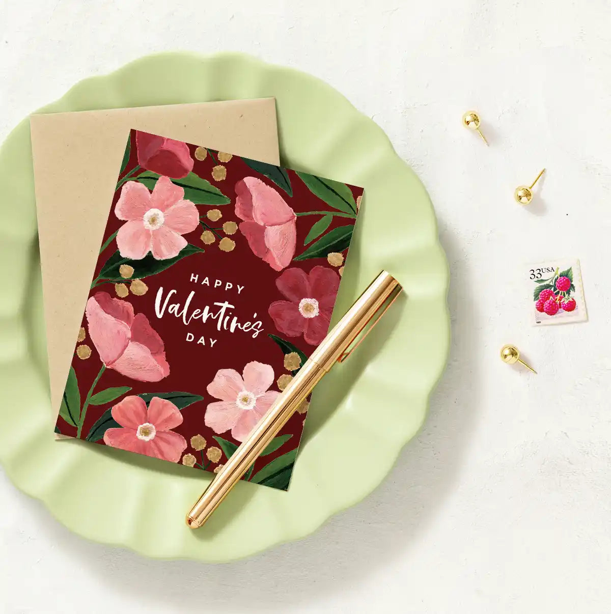 Dark Poppy Valentine's Day Greeting Card