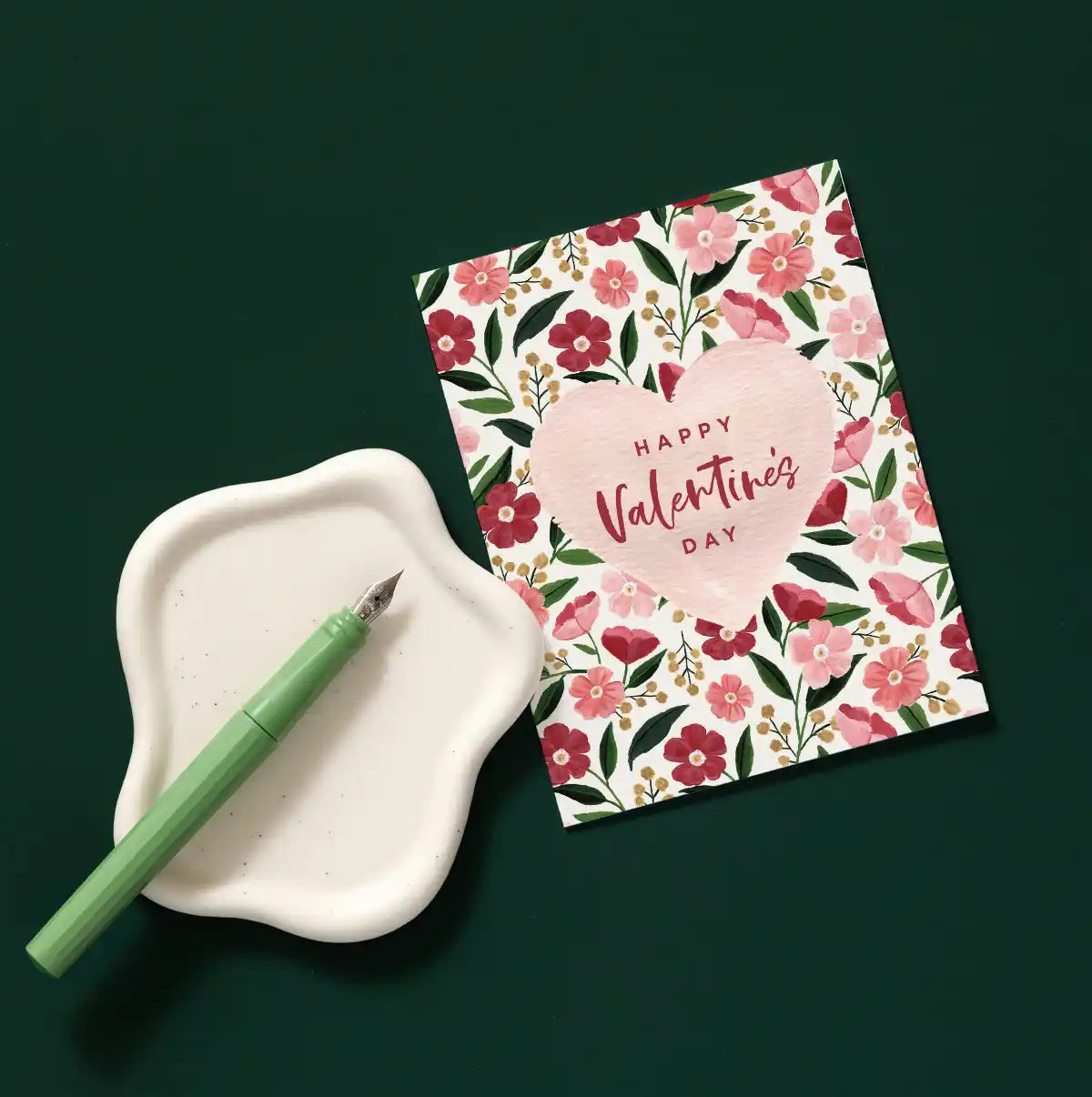 Poppy Heart Valentine's Greeting Card