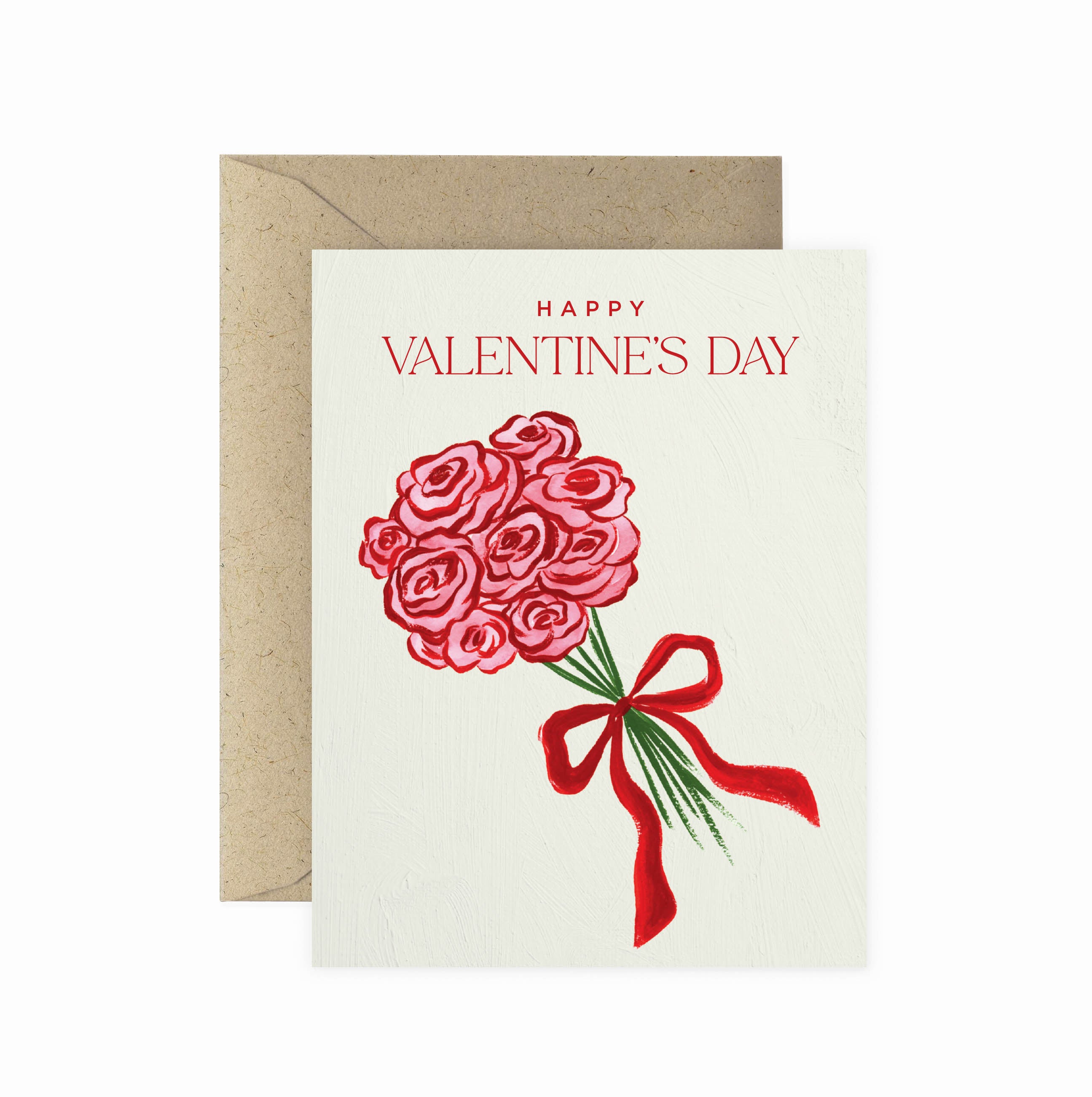 Rose Bouquet Bow Valentine's Greeting Card