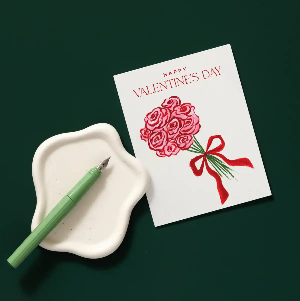 Rose Bouquet Bow Valentine's Greeting Card