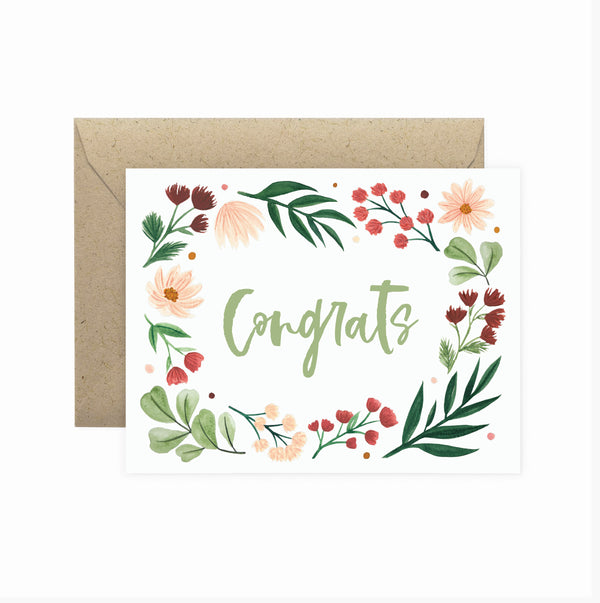 Congrats Floral Wreath Greeting Card