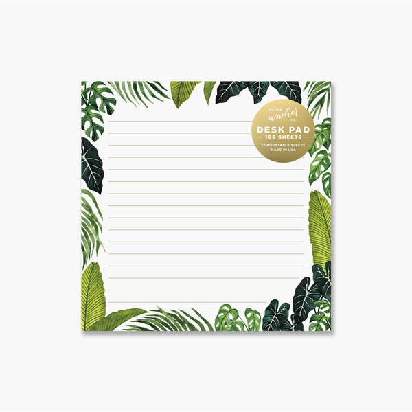 Tropical Foliage Desk Pad Notepad