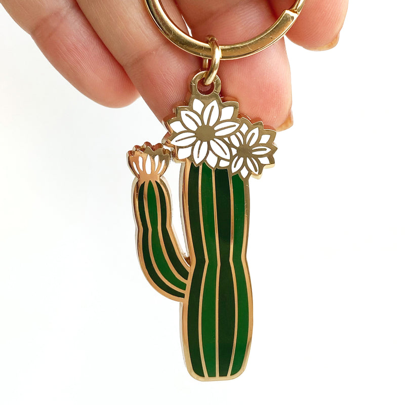 Olivia Blooming Cactus Enamel Keychain